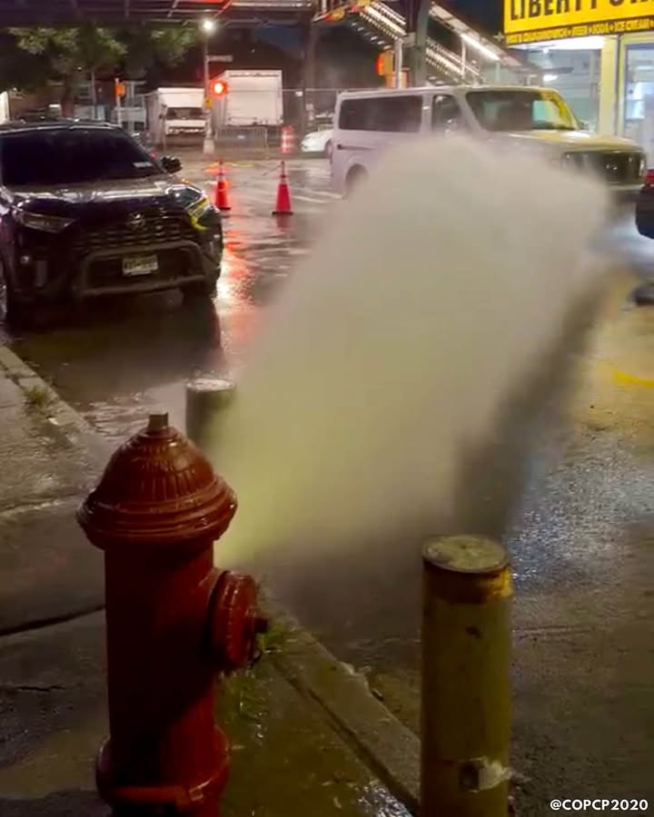 Community Advisory A broken fire hydrant is running at full blast at 88th Street and Liberty Avenue.